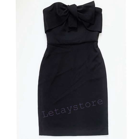 NWT SAM EDELMAN Bow Front Strapless Sheath Mini Dress Black, Size 8 - Picture 7 of 13